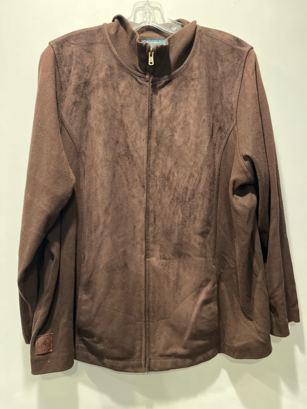 Lauren Ralph Lauren Brown Faux Suede Zip Jacket Women’s Size 1X - 25” Pit to Pit
